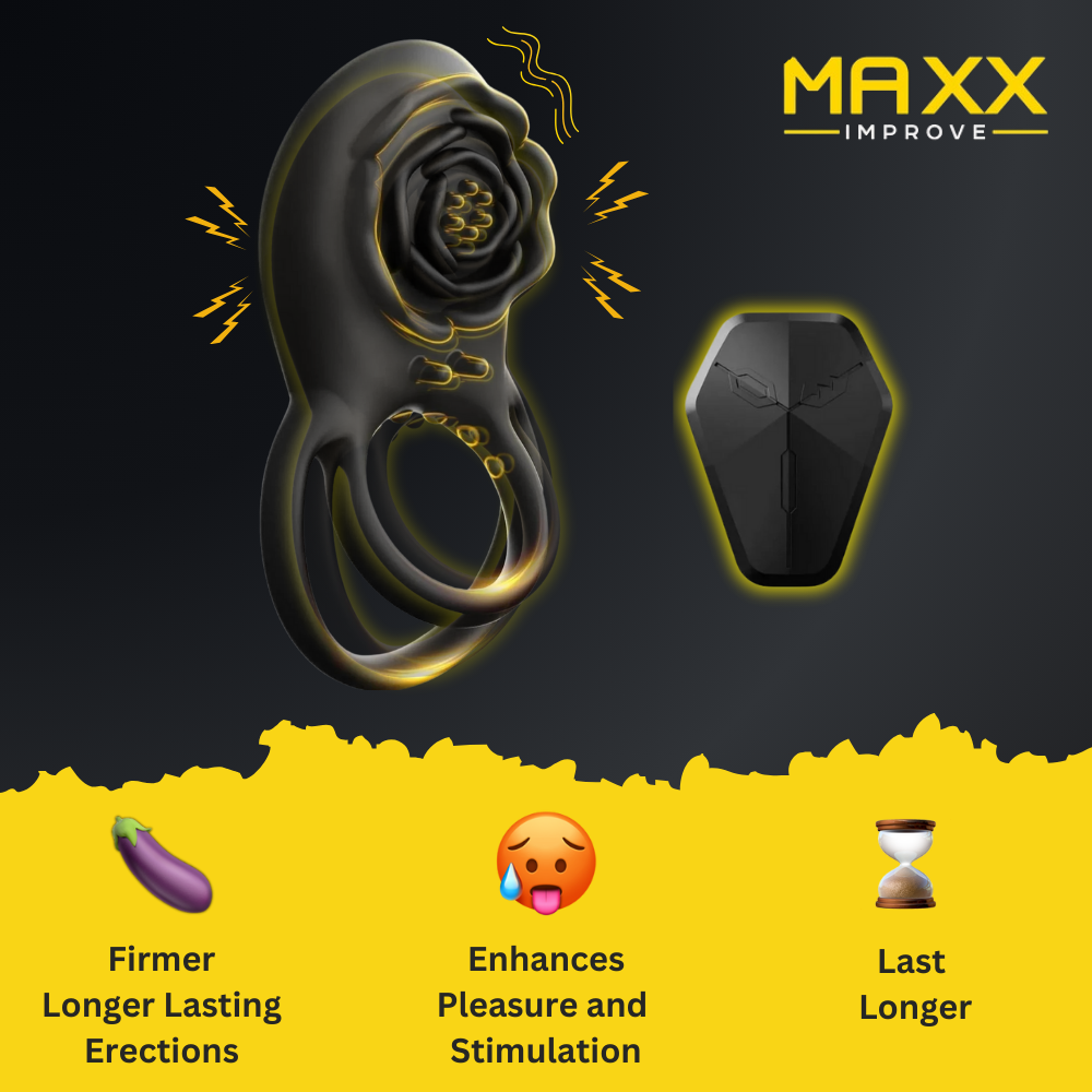 MAXX IMPROVE Black Rose Vibrating Cock Ring - Maxx Improve