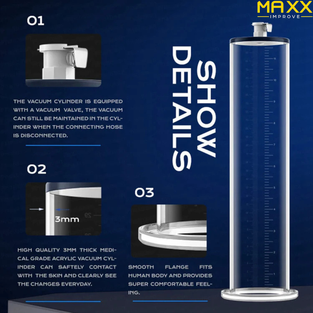 MAXX IMPROVE Penis Pump with Metal Pressure Gauge Handle - Maxx Improve