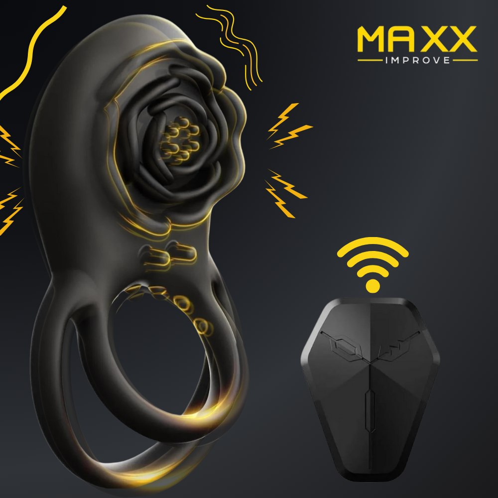 MAXX IMPROVE Black Rose Vibrating Cock Ring - Maxx Improve