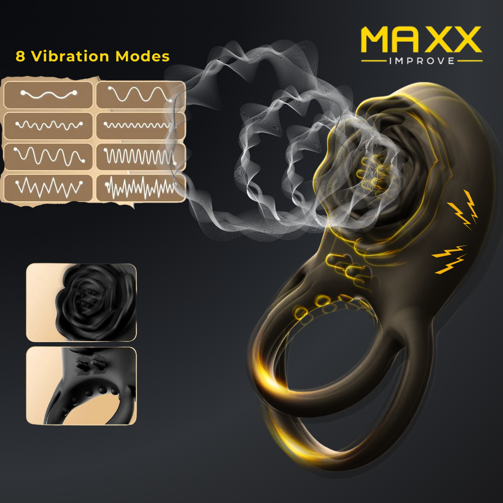 MAXX IMPROVE Black Rose Vibrating Cock Ring - Maxx Improve