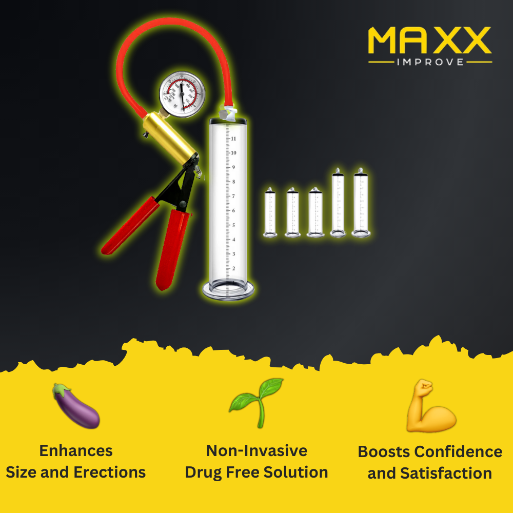 MAXX IMPROVE Penis Pump with Metal Pressure Gauge Handle - Maxx Improve
