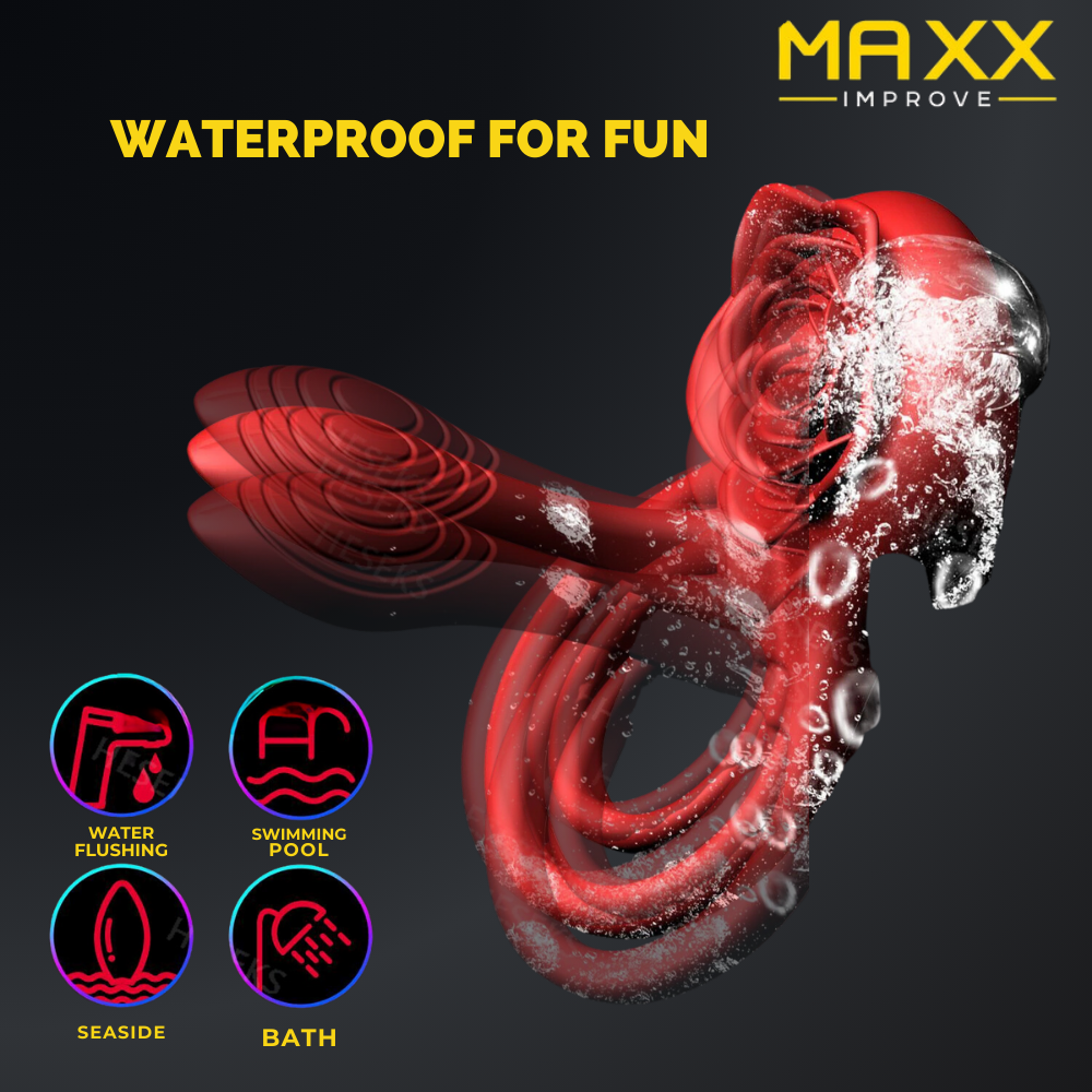 MAXX IMPROVE Inside-Out Red Rose Vibrating Cock Ring - Maxx Improve