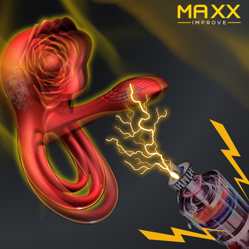 MAXX IMPROVE Inside-Out Red Rose Vibrating Cock Ring - Maxx Improve