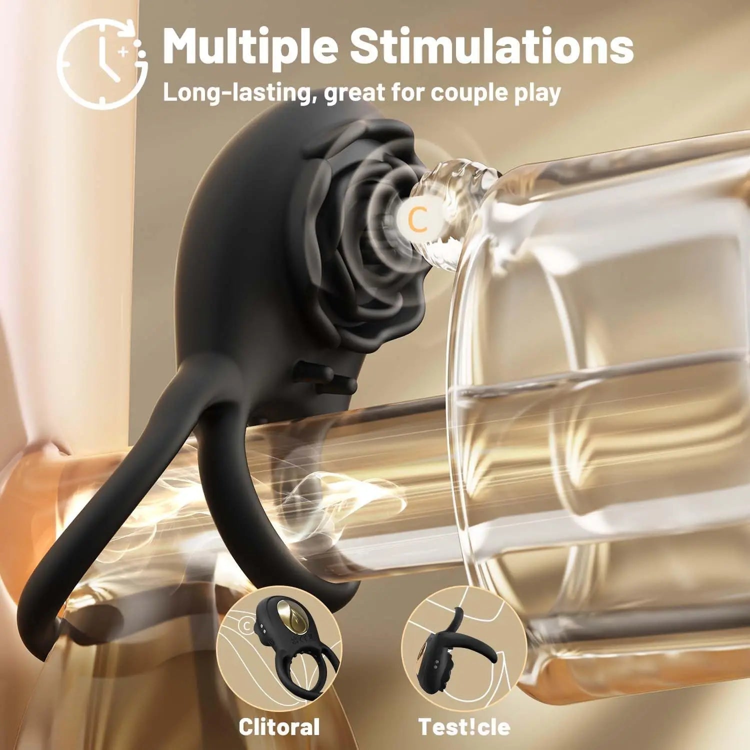 MAXX IMPROVE Black Rose Vibrating Cock Ring - Maxx Improve