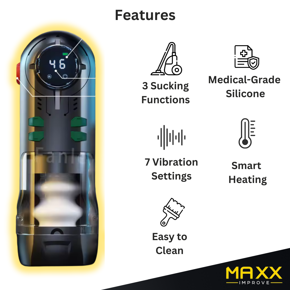 MAXX IMPROVE SensuWave Masturbator 3-in-1, Zuigen-Trillen-Kreunen (Optioneel)