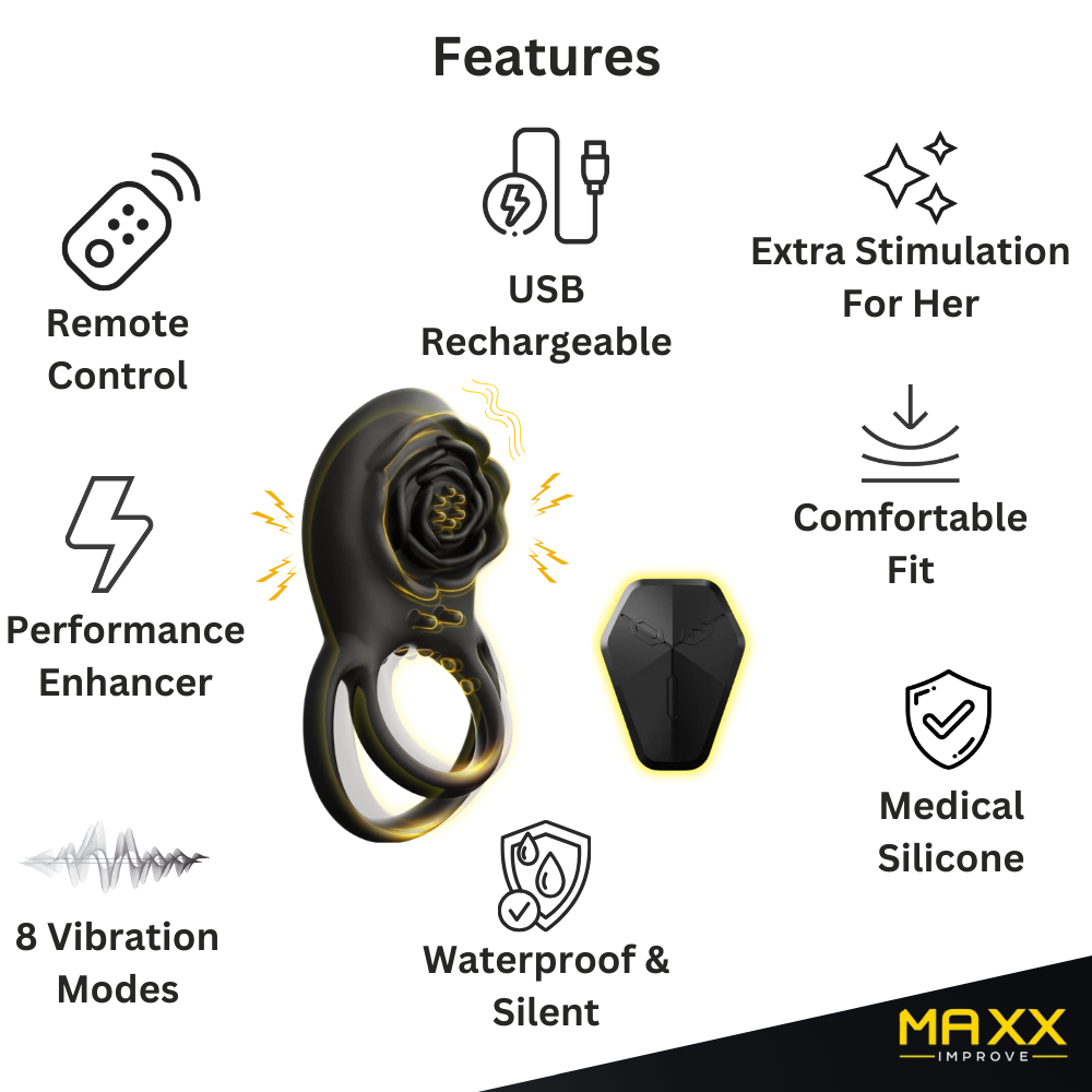 MAXX IMPROVE Black Rose vibrerende cockring