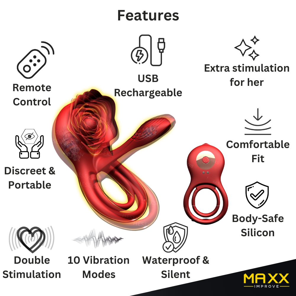 MAXX IMPROVE Inside-Out Red Rose Vibrerende Cockring